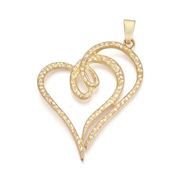 Rack Plating Alloy Big Pendants, Heart Charms, Cadmium Free & Lead Free, Golden, 85.5x62.5x10mm, Hole: 11.5x5mm