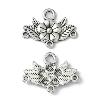 Tibetan Style Chandelier Component Links, Lead Free and Nickel Free and Cadmium Free, Flower, Antique Silver Color, 32x23x3mm, Hole: 2mm