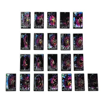 Tarot Theme Printed Acrylic Pendants, Rectangle with Tarot Pattern Charms, Colorful, 40x23x2~2.5mm, Hole: 1.8mm