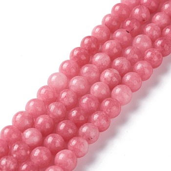 Natural White Jade Imitation Rhodonite Beads Strands, Round, Dyed, 6mm, Hole: 0.8mm, about 61pcs/strand, 14.76 inch(37.5cm)