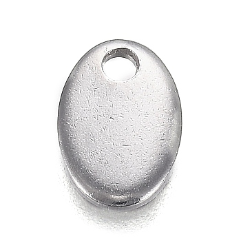 304 Stainless Steel Charms, Laser Cut, Oval, Stainless Steel Color, 9x6x0.9mm, Hole: 1.7mm