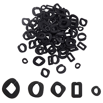 PandaHall Elite 100Pcs 5 Styles Rubberized Style Acrylic Linking Rings, Quick Link Connectors, For Curb Chains Making, Twist, Black, 20pcs/style