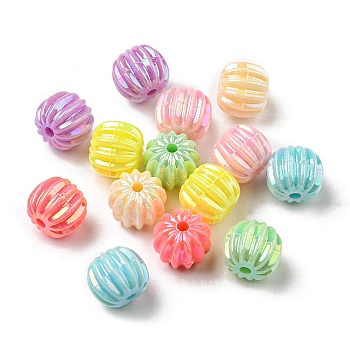 Acrylic Beads, AB Color Plated, Pumpkin, Mixed Color, 11x9.5mm, Hole: 2mm, 806pcs/500g