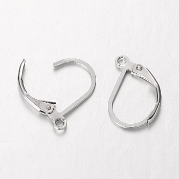 304 Stainless Steel Leverback Earring Findings, with Loop, Stainless Steel Color, 16x11x2mm, Hole: 1.5mm, Pin: 0.7mm