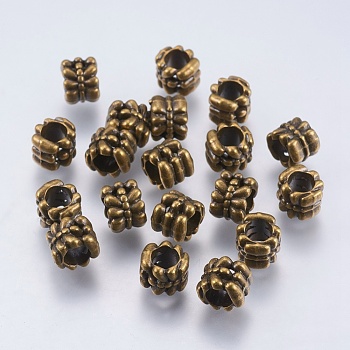 Tibetan Style European Beads, Large Hole Beads, Column, Cadmium Free & Lead Free, Antique Bronze, 6.5x7.5mm, Hole: 5mm
