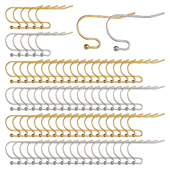 160Pcs 2 Style 316 Surgical Stainless Steel Earring Hooks, Shepherd's Hook Ear Wires, Golden & Stainless Steel Color, 21x12mm, Pin: 0.6mm, 80Pcs/style