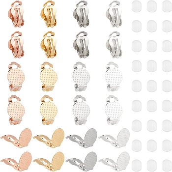 Unicraftale 304 Stainless Steel Clip-on Earring Findings, Flat Round, Mixed Color, 80pcs/box