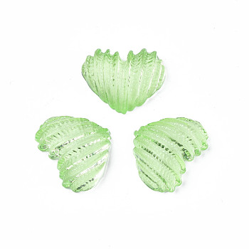 TTransparent Acrylic Cabochons, Heart, Light Green, 16x19x6mm