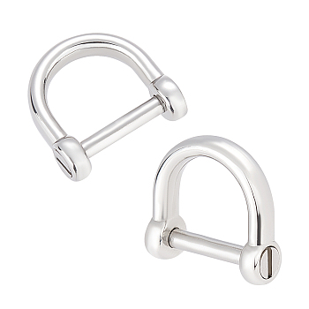CHGCRAFT 2Pcs 304 Stainless Steel D-Ring Anchor Shackle Clasps, Stainless Steel Color, 17.5x18.5x6mm