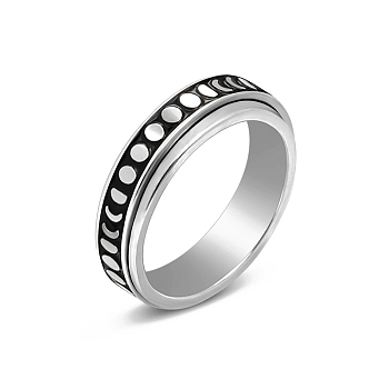 Stainless Steel Rotating Finger Ring, Fidget Spinner Ring for Calming Worry Meditation, Moon, US Size 10(19.8mm)