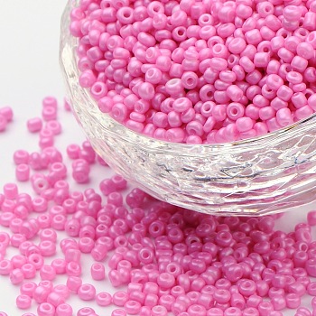 Baking Paint Glass Seed Beads, Hot Pink, 8/0, 3mm, Hole: 1mm, about 1111pcs/50g, 50g/bag, 18bags/2pounds