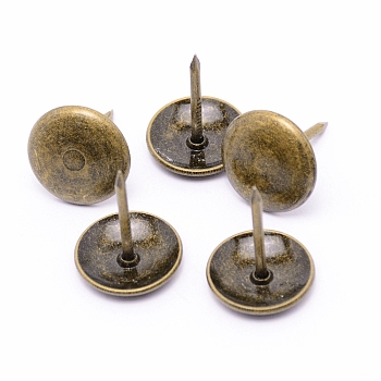 Iron Round Head Furniture Nails, Sofa Foam Nails, for Furniture Decoration, Antique Bronze, 22x17.5mm, Pin: 1.8mm