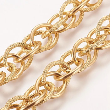 Aluminum Double Link Chains, Unwelded, Gold, Size: Chains: about 19mm long, 15mm wide, 2mm thick