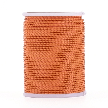 Round Waxed Polyester Cord, Taiwan Waxed Cord, Twisted Cord, Orange, 1mm, about 12.02 yards(11m)/roll