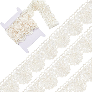 4.7~5 Yards Cotton Shell Shaped Flower Lace Ribbon, Lace Trimming for Sofa Pillow Decoration, White, 2-1/8 inch(55mm)