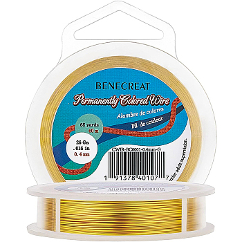 Round Craft Copper Wire, Golden, 0.4mm, 26 Gauge