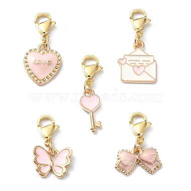 Pink Mixed Shapes Alloy+Enamel Pendant Decorations