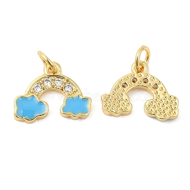 Real 18K Gold Plated Clear Rainbow Brass+Cubic Zirconia+Enamel Charms