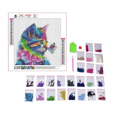 DIY 5D Animals Cat Pattern Canvas Diamond Painting Kits(DIY-C021-15)-2