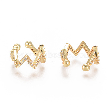 Golden Plated Brass Micro Pave Cubic Zirconia Cuff Earrings(EJEW-L244-23G)-2