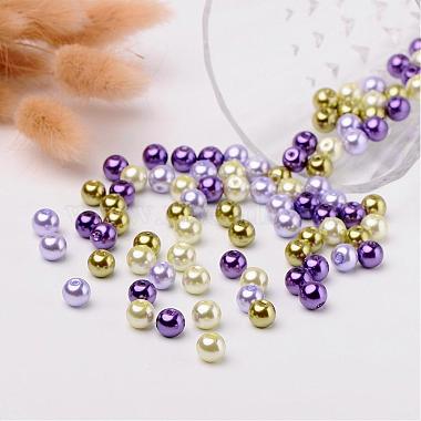 Lavender Garden Mix Pearlized Glass Pearl Beads(HY-X006-8mm-08)-3