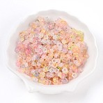 Frosted Transparent Acrylic Beads, Flower, with Gold Foil , Colorful, 5.5~6x3mm, Hole: 1.5mm, about 1086pcs/50g(X-OACR-N137-72F)