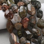 Natural Green Lodolite Quartz Beads Strands, Nuggets, Faceted, 15~36x17~20x11~18mm, Hole: 1~1.2mm, about 15~21pcs/strand, 16.14~16.54''(41~42cm)(G-L650-N01-01)