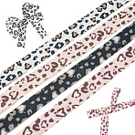 4 Rolls 4 Colors Polyester Ribbon, Leopard Print Pattern, for Clothes Accessories, Mixed Color, 5/8 inch(15mm), about 10.00 Yards(9.14m)/Roll, 1roll/color(OCOR-TA0004-15)