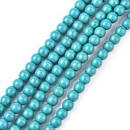 Synthetic Turquoise Beads Strands, Dyed, Round, Dark Cyan, 6mm, Hole: 1mm, about 67pcs/strand, 15.75 inch(X-TURQ-G106-6mm-02E)