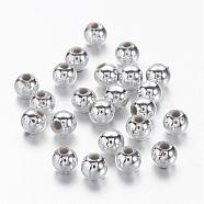 Chunky Silver Plated Acrylic Round Spacer Beads for Kids Jewelry, about 4mm in diameter, hole: 1mm(X-PL681-1)