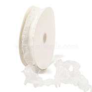 20 Yards Polyester Pleated Elastic Lace Trim, Ruffled Trimming for Bowknot Making, White, 1-1/4 inch(33mm)(SRIB-M015-01C)