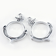 Rack Plating Alloy Anchor Open Back Bezel Pendants, For DIY UV Resin, Epoxy Resin, Pressed Flower Jewelry, Hollow, Cadmium Free & Nickel Free & Lead Free, Silver Color Plated, 44x32.8x3.5mm, Hole: 3mm(PALLOY-S047-05D-FF)