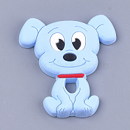 Food Grade Eco-Friendly Silicone Puppy Beads, Chewing Beads For Teethers, DIY Nursing Necklaces Making, Beagle Dog, Light Blue, 90~91x81x12mm(SIL-T052-07D)