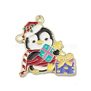 Alloy Christmas Style Pendants, Penguin, Colorful, 29x27x1.5mm, Hole: 1.6mm(PALLOY-O108-01LG-01)