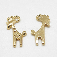 Brass Pendant Rhinestone Settings, Giraffe, Real 18K Gold Plated, 12x6.5x1mm, Hole: 1mm(KK-N200-074)