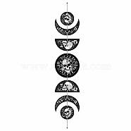 Moon Phase Wood Hanging Wall Decorations, with Cotton Thread Tassels, for Home Wall Decorations, Skull, 790mm(HJEW-WH0054-015)