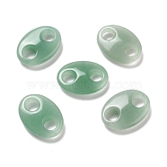 Natural Green Aventurine Connector Charms, Pig Nose, 25x18x6.5mm, Hole: 6mm(G-P467-01G)