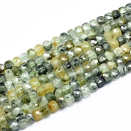 Natural Prehnite Beads Strands, Faceted, Cube, 3~4x3~4x3~4mm, Hole: 0.6mm, about 98~108 pcs/Strand, 15.55 inch(39.5cm)(G-D0003-B03)