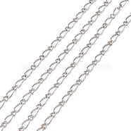 Nickel Free Iron Handmade Chains Figaro Chains Mother-Son Chains, Unwelded, Platinum Color, with Spool, Mother link: 4x8mm, Son link: 3x4mm, 0.8mm thick, about 328.08 Feet(100m)/roll(CHSM024Y-NF)