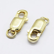 925 Sterling Silver Lobster Claw Clasps, Carved 925, Golden, 12mm, Hole: 1.5mm(STER-K167-075C-G)