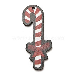 Wood Pendants, Christmas Theme Charms, Candy Cane, 55x24.5x2.5mm, Hole: 2mm(WOOD-Z003-03D)