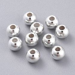201 Stainless Steel Beads, Round, Silver, 5x4mm, Hole: 1.8mm(STAS-K210-42A-S)
