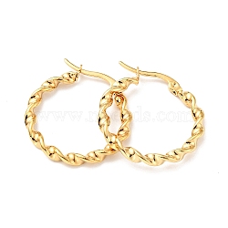 PVD Vacuum Plating 201 Stainless Steel Twist Rope Hoop Earrings with 304 Stainless Steel Pins for Women, Golden, 26x3mm, Pin: 0.6mm(EJEW-D279-02G-01)