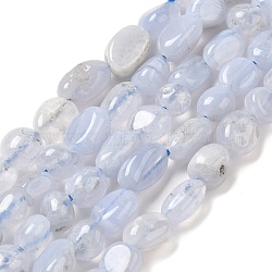 Natural Blue Lace Agate Beads Strands, Nuggets Beads, Tumbled Stone, 6~10x6~8x3.5~7mm, Hole: 1mm, 15.94 inch(40.5cm)(G-L608-A02-01A)