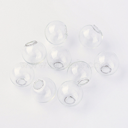 Round Mechanized One Hole Blown Glass Globe Ball Bottles, for Stud Earring or Crafts, Clear, 8mm, Hole: 2.5~4mm(BLOW-R001-8mm)