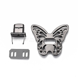 Alloy Bag Twist Lock Clasps, Handbags Turn Lock, Bag Replacement Accessories, Butterfly, Electrophoresis Black, 41x49x6mm, Hole: 15.5x6.5mm(FIND-H209-06EB)