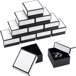 Paper Box, Snap Cover, with Sponge Mat, Jewelry Box, Square, White, 7.7x7.7x3.6cm(CON-NB0001-65D)