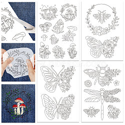 4 Sheets 11.6x8.2 Inch Stick and Stitch Embroidery Patterns, Non-woven Fabrics Water Soluble Embroidery Stabilizers, Butterfly, 297x210mmm(DIY-WH0455-014)