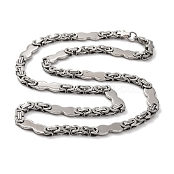 201 Stainless Steel Gourd Byzantine Chain Necklace, Stainless Steel Color, 23.94 inch(60.8cm)(NJEW-F222-33P)