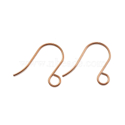 Ion Plating(IP) 316 Stainless Steel French Earring Hooks, Flat Earring Hooks, Ear Wire, with Horizontal Loop, Rose Gold, 25x1mm, 18 Gauge, Hole: 4.5mm, Pin: 0.8mm(JX138RG)